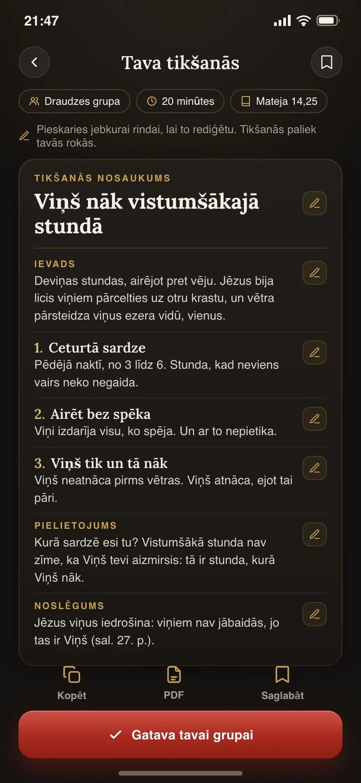 Gatava tikšanās: nosaukums, ievads, trīs punkti, pielietojums un noslēgums